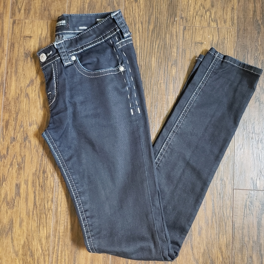 MEK Jeans Harbin cigarette Jeans dark blue skinny jeans Tab Stitched